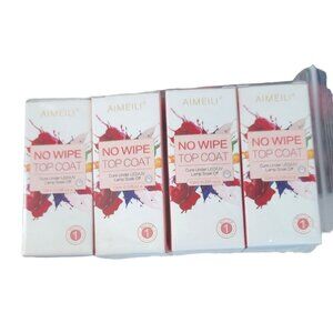 Set of 4 Bottles AIMEILI No Wipe Top Coat Soak Off U V LED Gel Nail Polish